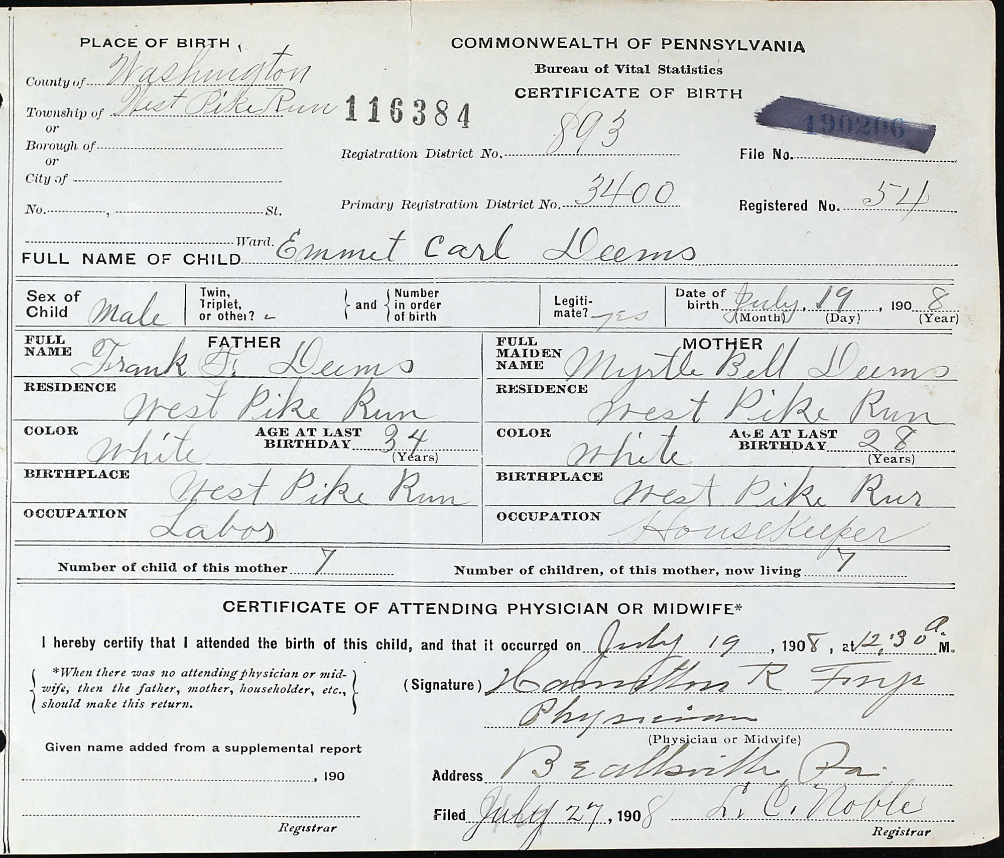 birth certificate